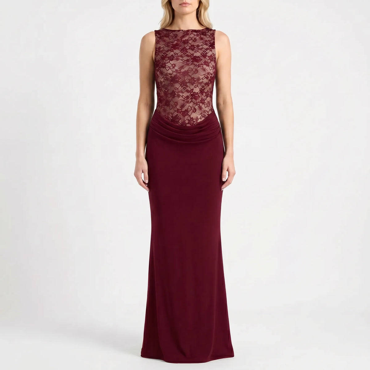 Christine | Ärmelloses Maxi-Abendkleid Mit Spitze