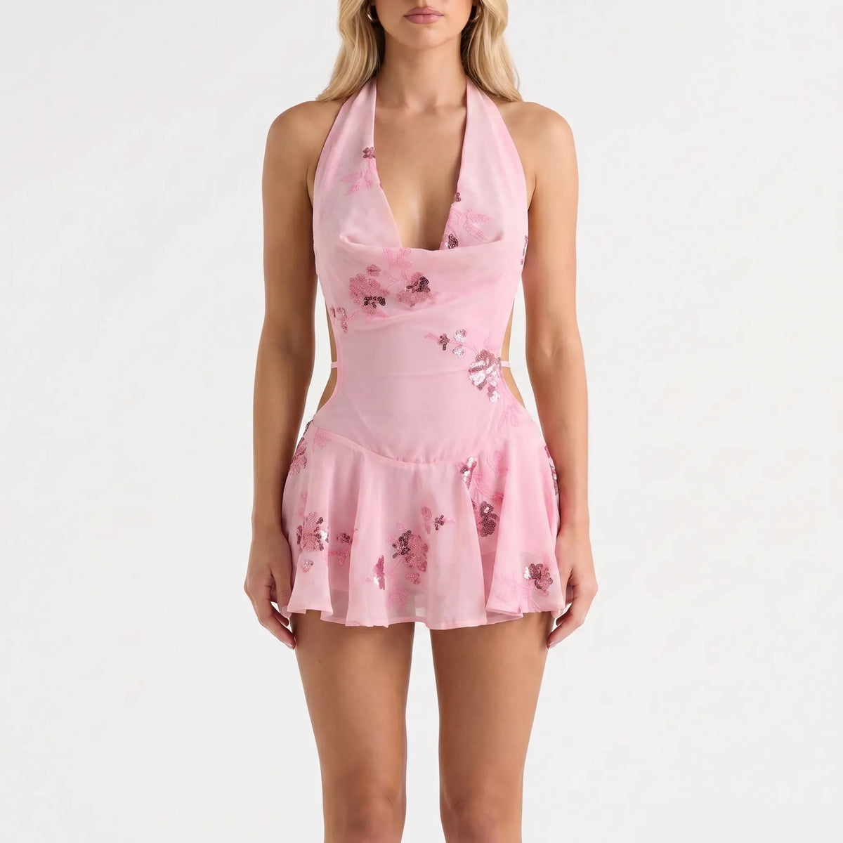 Elisa | Ärmelloses Neckholder-Minikleid Mit A-Linie