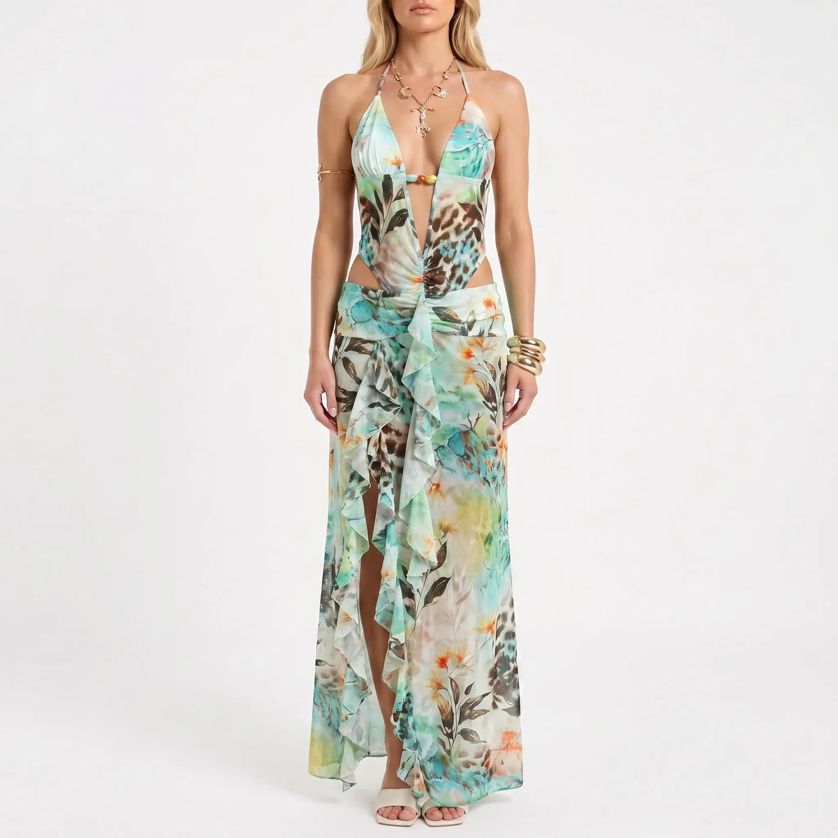 Marie | Ärmelloses Maxi-Kleid Mit Neckholder-Ausschnitt