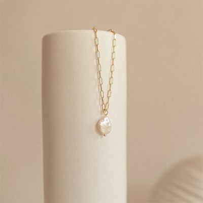 PEARL Golden Paperclip Necklace