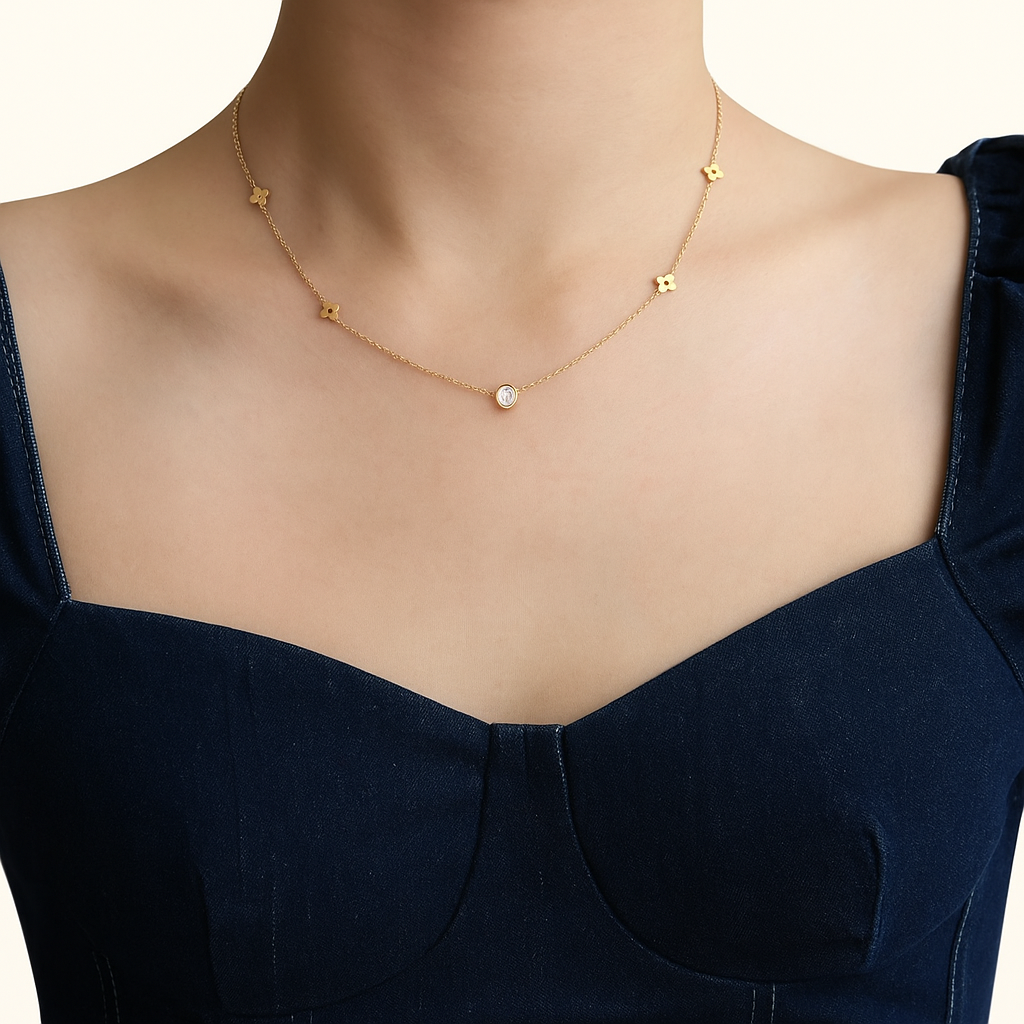 CLARA Golden Clover Necklace
