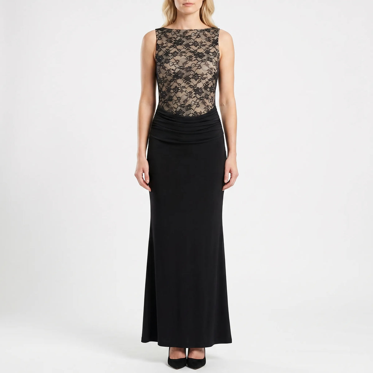 Christine  | Ärmelloses Maxi-Abendkleid Mit Spitze