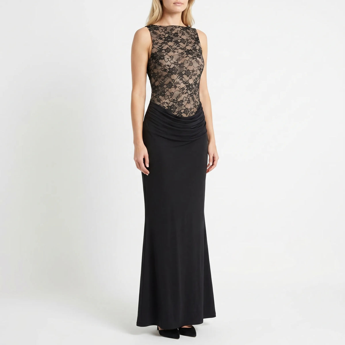 Christine  | Ärmelloses Maxi-Abendkleid Mit Spitze