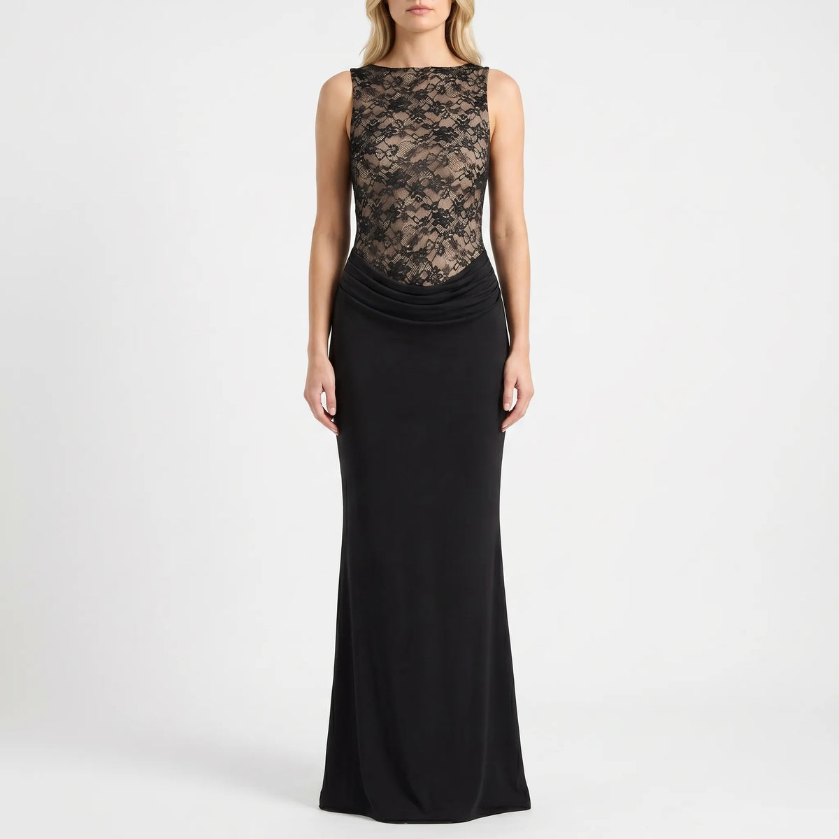 Christine  | Ärmelloses Maxi-Abendkleid Mit Spitze