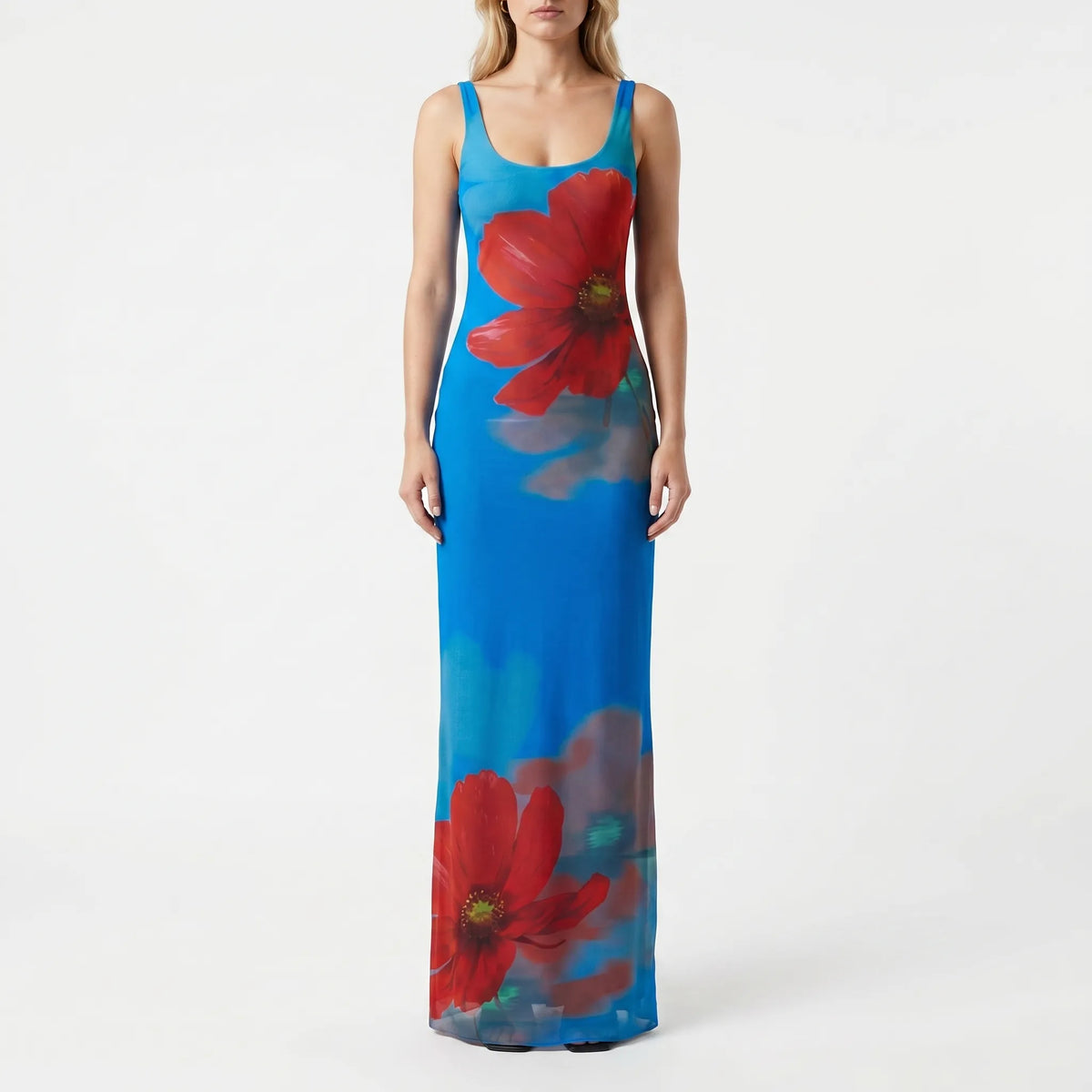 Ginger | Ärmelloses Maxikleid Mit Blumendruck