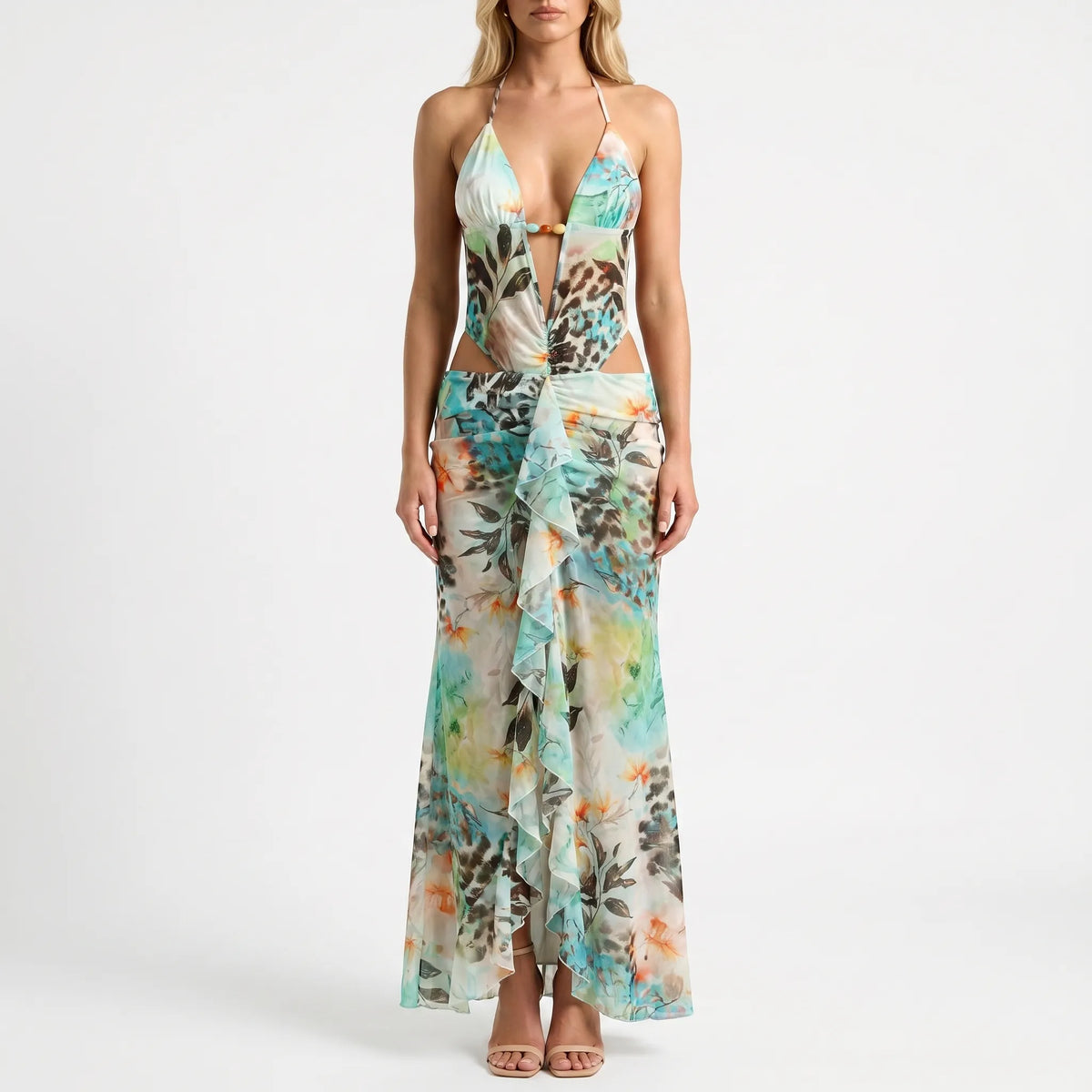 Marie  | Ärmelloses Maxi-Kleid Mit Neckholder-Ausschnitt
