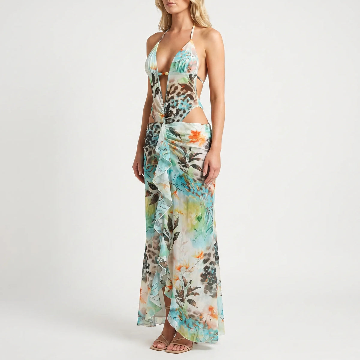 Marie  | Ärmelloses Maxi-Kleid Mit Neckholder-Ausschnitt
