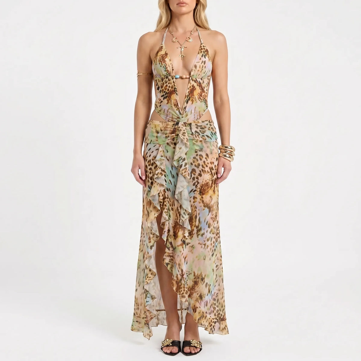 Marie  | Ärmelloses Maxi-Kleid Mit Neckholder-Ausschnitt
