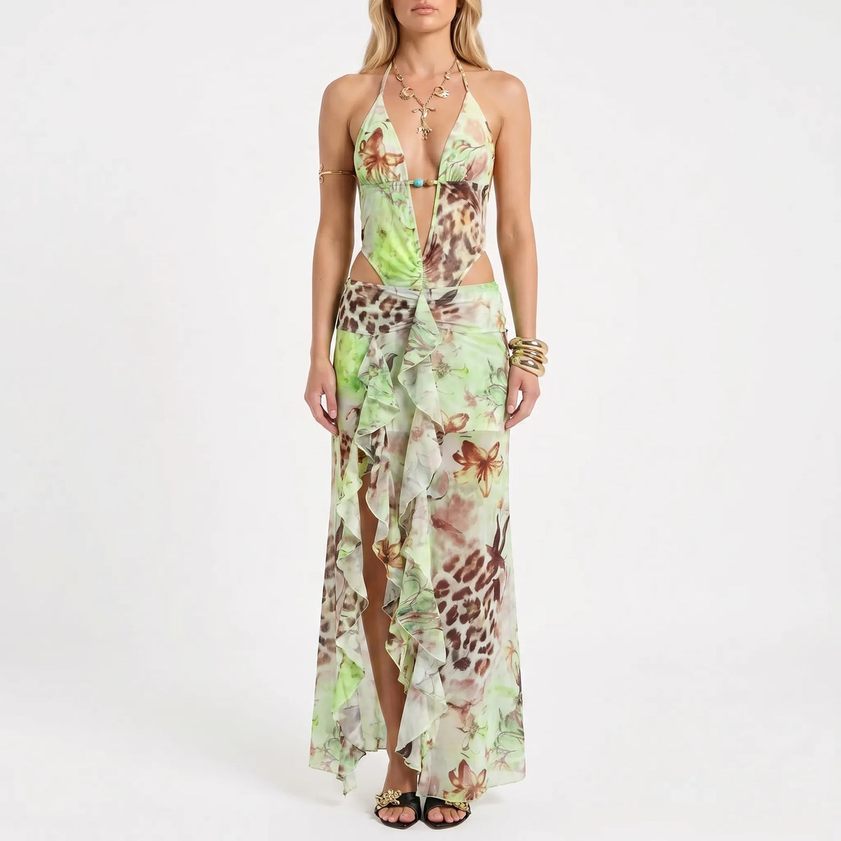 Marie  | Ärmelloses Maxi-Kleid Mit Neckholder-Ausschnitt